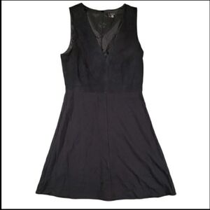 Theory Tirionne Majestrate Combo Wool Pig Leather Black Dress Size 6